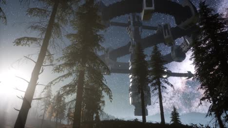 Alien-Spaceship-over-Forest
